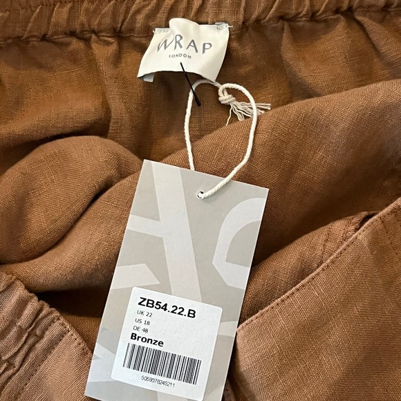 NWT Wrap London 100% Linen Skirt BoHo Bronze Brown Women's Size 18 lagenlook - Picture 5 of 6